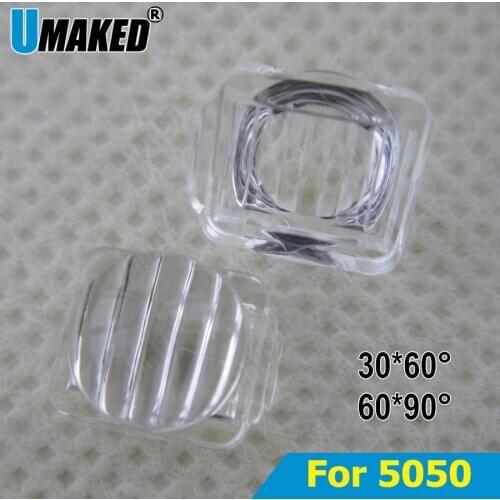 100pcs LED 5050 lens streak high quality PMMA 7.6*7.6mm convex optical lens Reflector Collimator 30*60 60*90degree led lens
