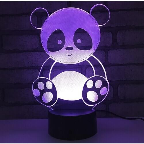 Panda LED RGB Night Light 7 Color Change Desk Light 1872 Action Figure PVC Kids Toys Brinquedos Christmas Gift