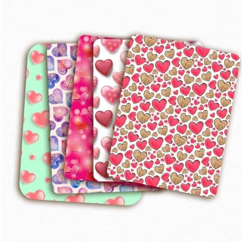 Polyester Cotton Fabrics Thanksgiving Sewing Fabric Cartoon Heart Love Printed Cloth Sheet Dress Making DIY Crafts 45*145 cm 1pc