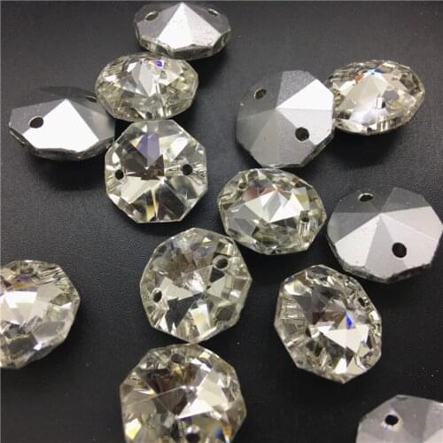 TopStone 14mm Pointback Round Octagon sew on Rhinestone Crystal clear Color Crystal Sew on Stone