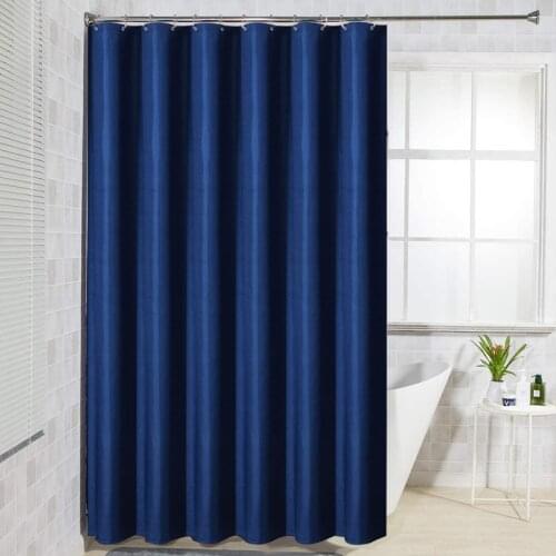 Waterproof Shower Curtain Navy Blue Thicken Bath Curtain Mildew Proof Thicken Bathtub Bathing Cover Partition Curtains With Hook