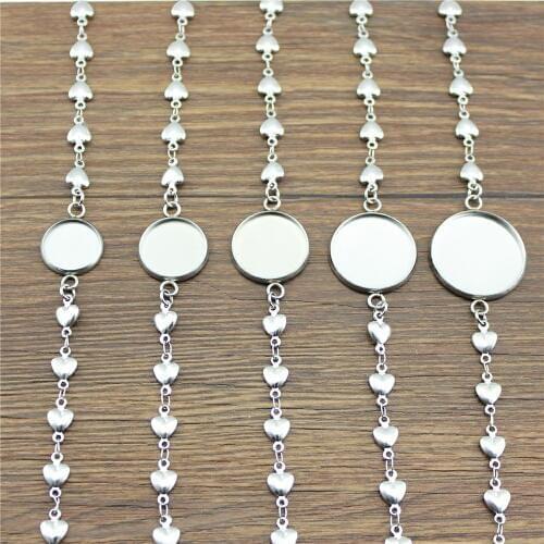 2pcs 10 Styles Fit 12/14/16/18/20mm Round Glass Cabochon Stainless Steel Material Heart/Cross/Bent Shape Chain Bracelet