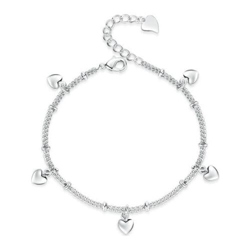 Stainless Steel Chain Bracelets For Women Silver Color For Pendant Heart-shaped Love Donot Fade Jewelry