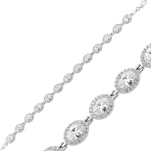 Silver White Cubic Zirconia Water Ways Women 'S Bracelet