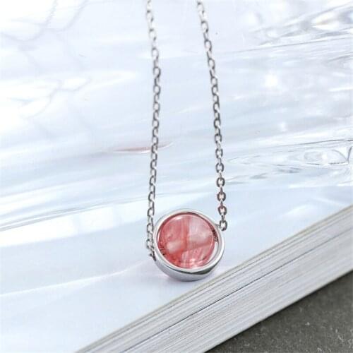 2019 hot sale korean style women girls round ball pink crystal long statement necklace sliver boho jewelry KXL1076