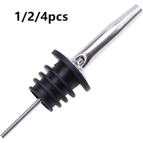 1/2/4pcs Stainless Steel Liquor Spirit Pourer Flow Wine Whiskey Bottle Pour Spout Stopper Leakproof Barware Spout Dispenser