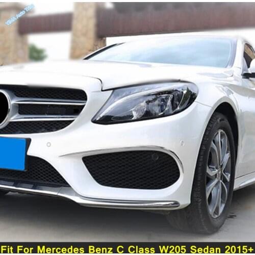 Lapetus Front Head Fog Lights Lamp Eyelid Eyebrow Cover Trim 2PCS For Mercedes Benz C Class W205 Sedan 2015 - 2021 Accessories