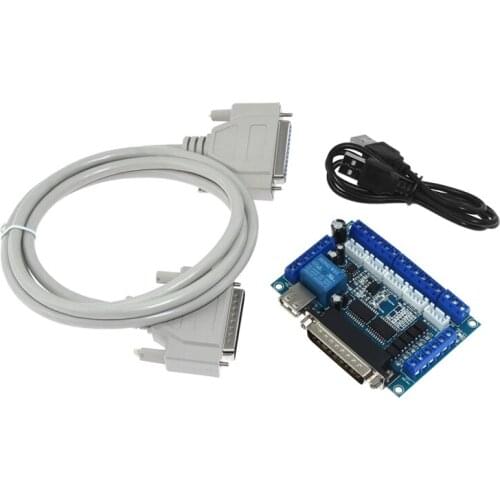 5 Axis CNC Breakout Board with USB Cable for Stepper Motor Driver MACH3 Parallel Port Control