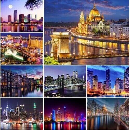 5D DIY Diamond Painting Cit Buildings Bridges Full Drill Diamond Embroidery Mosaic Picture of Rhinestones Home Decor gifts