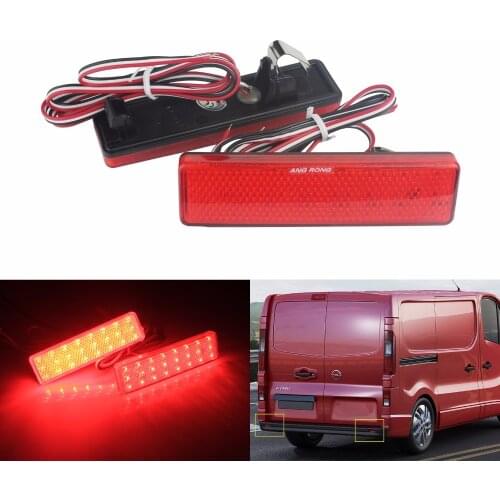 ANGRONG 2x Red Lens OEM Rear Bumper Reflector Light L+R (CA326) For Renault Trafic Master Primastar