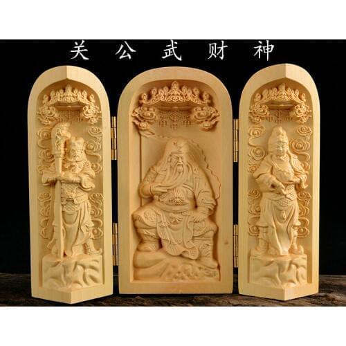 Buddhism sacred holy # traveling altar- efficacious Mascot bring money God of wealth GUAN GONG GUAN DI Wood carving statue