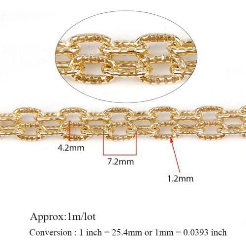 5 Meters Rose Gold Color Open Link Aluminum Textured Cable Chains Curb Chain Bulk Fit Bracelets DIY Jewelry Necklace Making