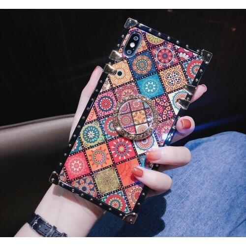 Funda For Samsung S20 Ultra S20 + A51 A71 A50 A70 S8 Note 10 Plus S10 Plus S9 A10 A30 M30 Cases Square Blue Ray Ring Stand Cover