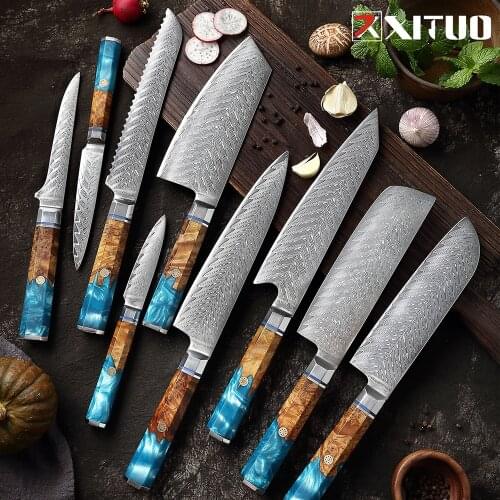 XITUO 1-9PC HighQuality Damascus Kitchen Knife 67 Layers Japanese Damascus Steel Sharp Blade Chef Knife Gift Knife Set