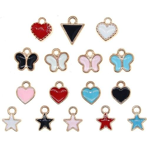 20pcs/set Enamel Butterflys triangles stars hearts cute Charms for Jewelry Findings DIY Necklace Bracelet Earring Accessories
