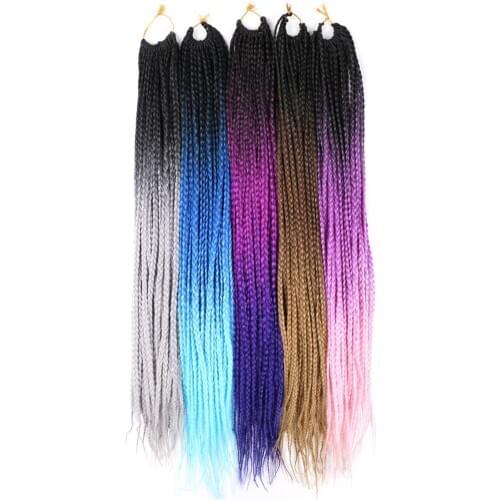 Box Braids Crochet Hair 18 Inch 22 Strands Black Brown Bug Ombre Braiding Hair Extensions 14 inch Crochet Braids 80g