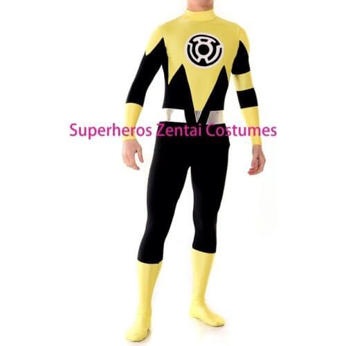 Yellow Lantern Cosplay Costume Lantern Sinestro Corps Costumes Custom Made Adult Kids Superhero Zentai Bodysuit Green Lantern