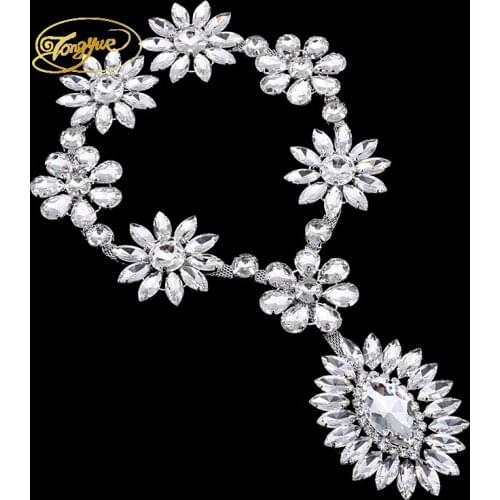 Ribbon Shape Crystal Pattern Gold And Silver Alloy Pedestal DIY Sewing Applique Wedding Dress Decoration Rhinestone Crafts