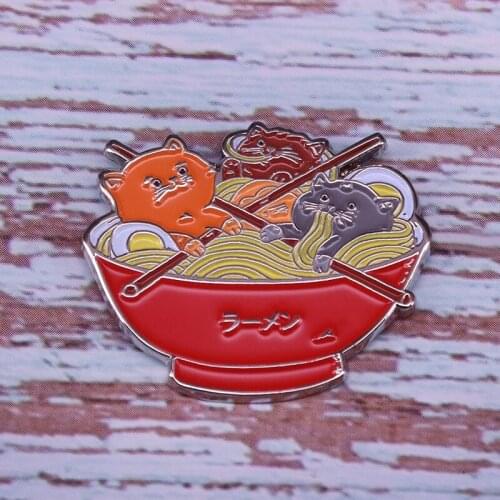 Cute ramen cats enamel pin Japanese food gift