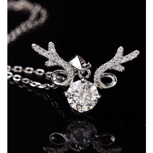 Poetry Of Jew Store S925 silver necklace Moissaniteround 2.00ct D VVS classic necklace send his girlfriend to send the wife gift