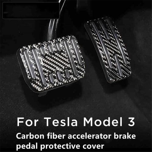 2021 Model3 carbon fiber car pedal cover, used for Tesla Model 3 Y accessories aluminum alloy accelerator brake pedal 3