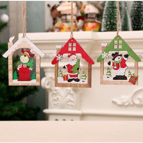 New Year Christmas Ornament Wooden Hanging Pendants Star Xmas Tree Bell Christmas Decorations For Home Navidad
