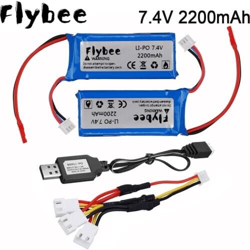 Upgrade 7.4v 2200mAh 45C Lipo battery For Rc Car 12428 12423 2S 7.4V Battery for WLtoys V666 V262 V323 RC Racing car Accessories