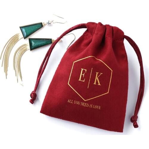 Wholesale 500pcs/lot custom suede jewelry pouch/drawstring bag with logo customizable Christmas jewelry bags and box