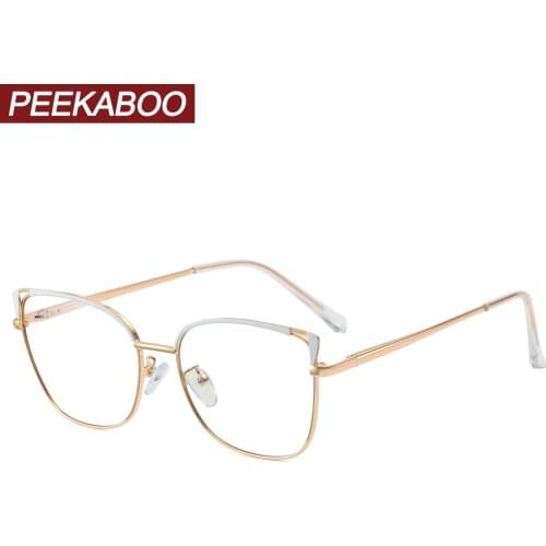 Peekaboo gold clear lens vintage woman glasses blue light female cat eye fashion eyeglasses metal ladies birthday gift