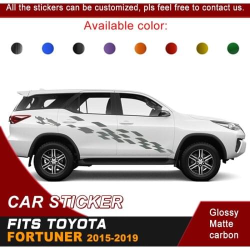 Fit For Toyota Fortuner 2015 2016 2017 2018 2019 Car Stickers Side Door Racing Flag Graphic Vinyl Car Decoration Decals Custom