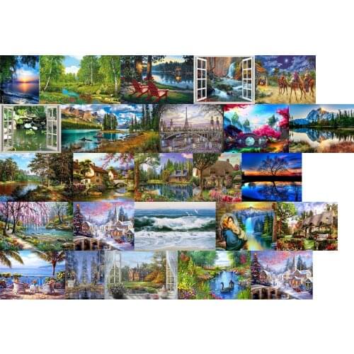 R5116 Landscape Swan DIY Cross Stitch Embroidery Kits Craft Needlework Set Cotton Thread Printed Canvas Home Design
