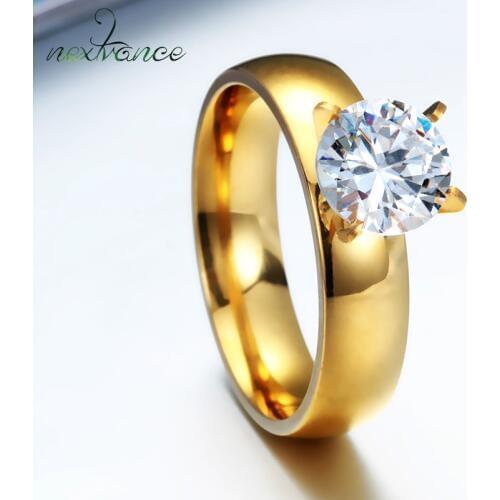 Nextvance Luxury Zircon Ring Classic 7mm CZ Stone Wedding Ring for Women Bridesmaid Gifts Dropshipping Size 6-10