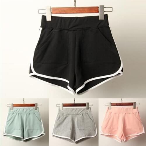 New Women Shorts Summer Solid Elastic Waist Pockets Shorts Casual Loose Beach Short Pants Home Hotpants Feminino Spodenki