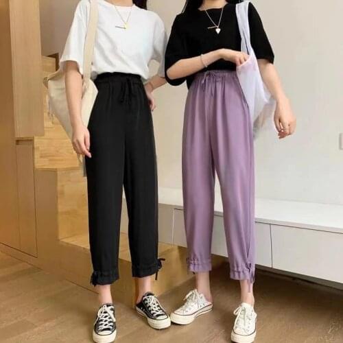 Loose Jogger Pants Womens Large Size Summer Harem Pants High Waist Pants Bloomers Casual Pants Thin Korean Style