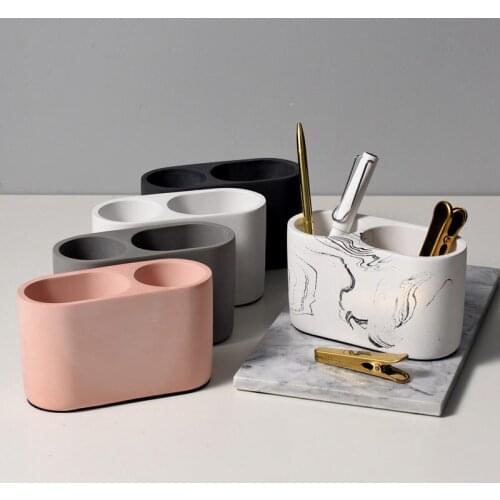 Nordic Home&Christmas Decoration Ornaments Concrete Desktop Office Pen Holder Desktop Pen Container Office Storage Tube