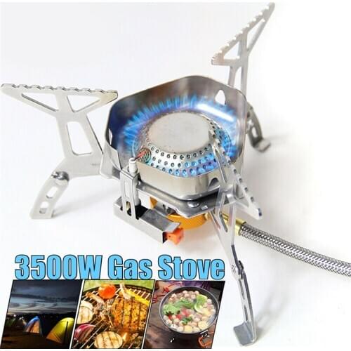 3500W Foldable Windproof Outdoor Camping Gas Stove Outdoor Cooking Picnic Gas Split Burner (Gas Cartridge is NOT included)