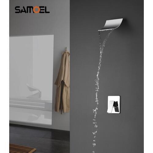 Modern Fashionable Brass Concealed Waterfall Shower Faucet Wall Mounted Square Shower Water Tap SF1049