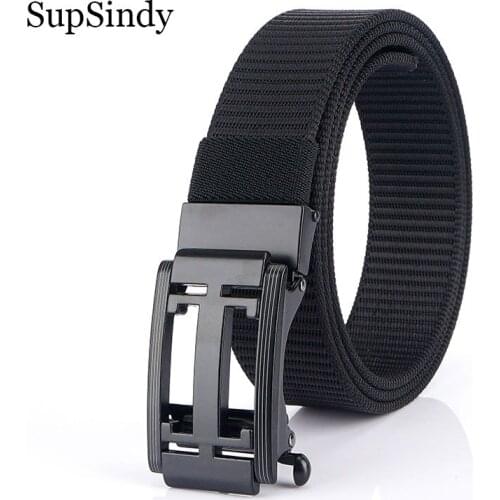 SupSindy Man Nylon Belt Luxury Metal Automatic Buckle Canvas Tactical Belts for men Fashion Jeans Waistband Outdoor Male Strap