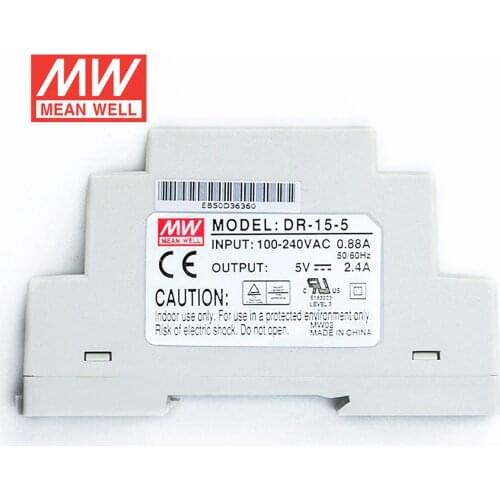 Only 11.11) MEAN WELL DR-15-5 5V 2.4A meanwell DR-15 12W Single Output Industrial DIN Rail Power Supply