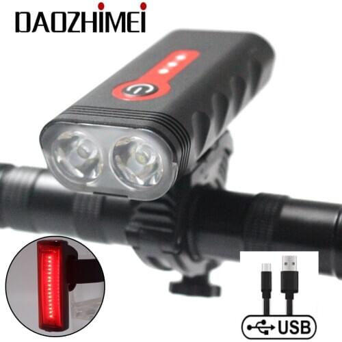8000LM 2*XM-L L2 Bicycle light IP65 Waterproof Multi-function Front Light USB Charging Bicycle Lamp Light Flashlight Torch