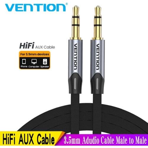Vention HiFi AUX Cable 3.5mm Audio Speaker Cable 3.5 jack For Guitar Silver-plated Braided Wire Auxiliary Car Headphone Cable 5m