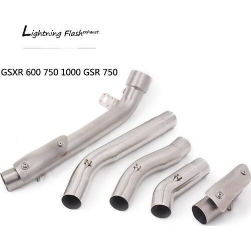 For Suzuki GSXR600 GSXR750 GSXR1000 GSR750 2005-2017 Exhaust Pipe Motorcycle Mid Link Pipe Stainless Steel Tips Slip On 51mm