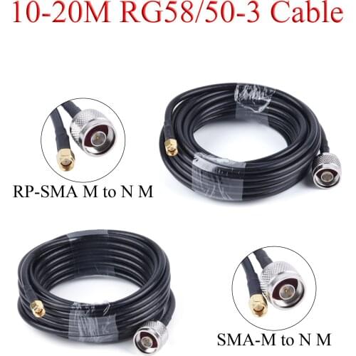 10-20M RG58/50-3 RF Coaxial Cable SMA/RP-SMA Male to N Male Extension Wire For 4G LTE Cellular Amplifier Signal Booster Antenna