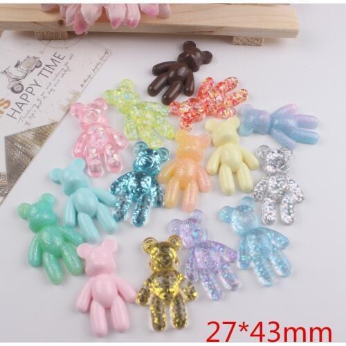 10pcs/lot flat back resin cabochons accessories kawaii resin bears mix colors