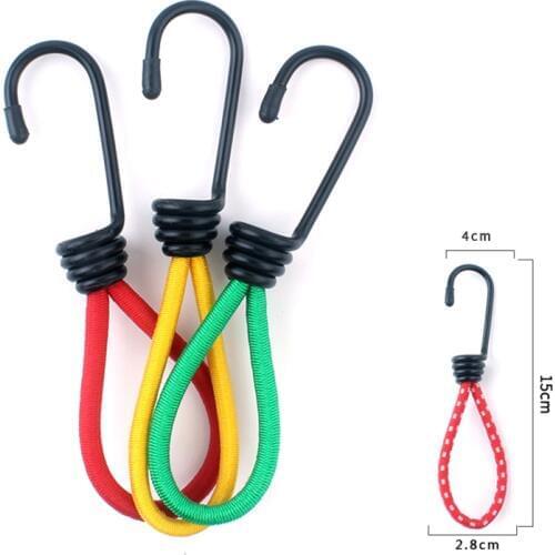 15cm Camping Tent Hooks Durable Tent Elastic Rope Buckle Fixed Binding Strap Camping Accessories(Random Color)