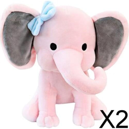 2xLovely 9.8 inches Elephant Doll Plush Stuffed Animal Toy Xmas Pink