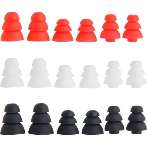 OOTDTY 3 Pairs (S/M/L) 3-Layer Silicone In-Ear Earphone Covers Caps Replacement Earbuds Eartips Earplug Ear Pads Cushion