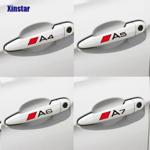 4pcs Car Door Handle Sticker For Audi Sline Quattro A3 A4 A5 A6 A7 A8 TT Q3 Q5 Q7 Q8 A1 B6 B7 B8 B9 TT S1 S3 S4 S5 S6 S7 S8 TTS
