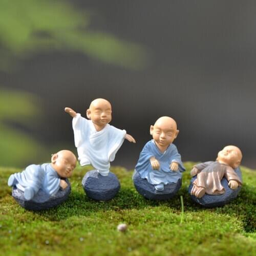 4Pcs/Set The Little Monk Cartoon Miniature Craft Home Desktop Ornament DIY Moss Fairy Garden Decoration Figurine