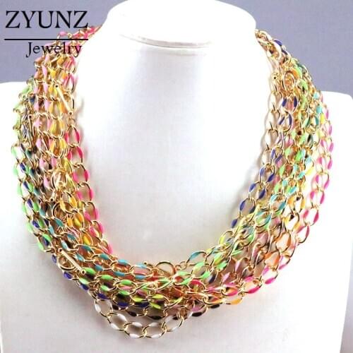 5PCS, Gold OT Choker Toggle Enamel Chains Necklaces DIY Jewelry Cuban Hip-hop Punk Chains Jewelry